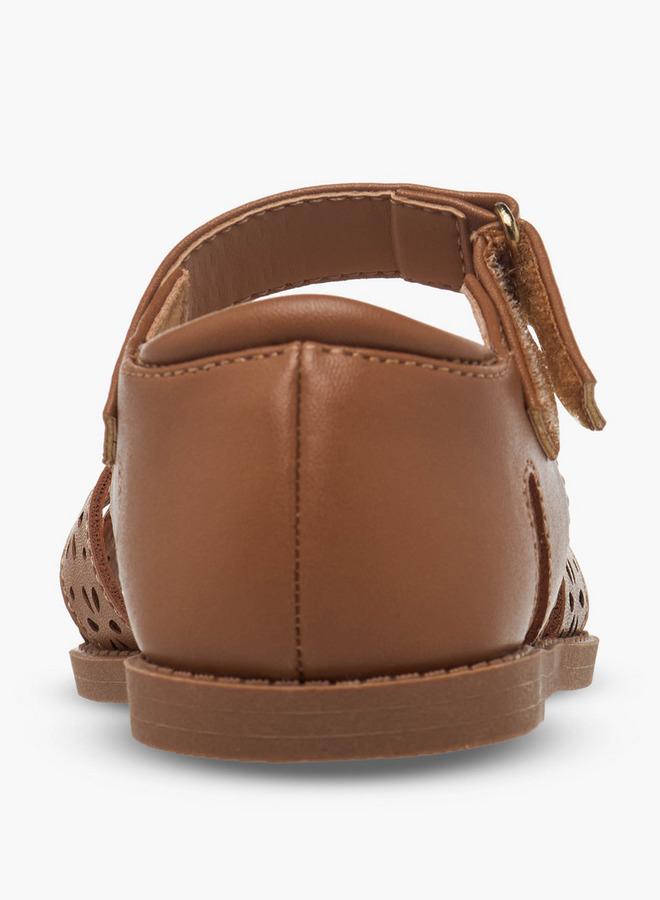 JUNIORS Girls Floral Cutout Design Hook and Loop Sandals - Image 4