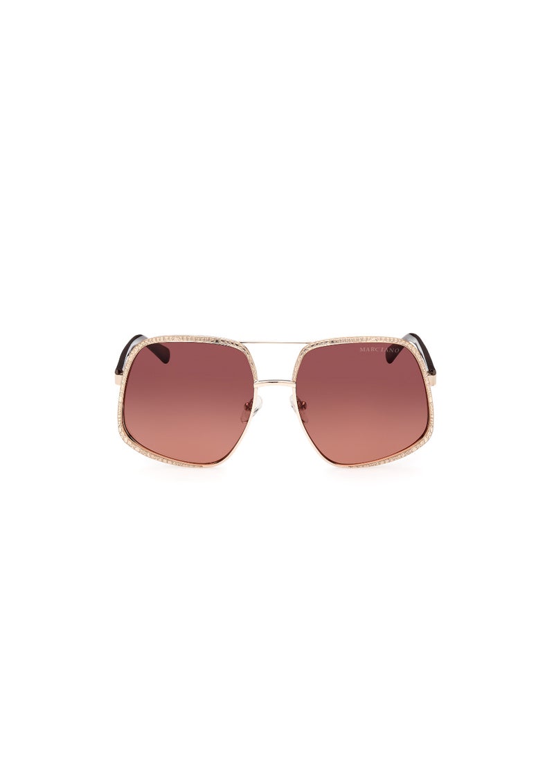GUESS BY MARCIANO Women's UV Protection Asymmetrical Shape Metal Sunglasses GM082632T60 - Lens Size: 60 Mm - Gold  - Image 2