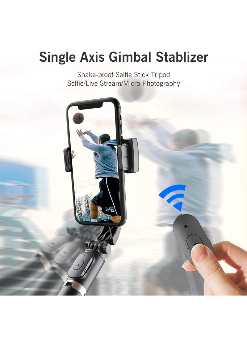 Generic - Q08 Bluetooth Handheld Gimbal Stabilizer Outdoor Bracket Wireless Stick Adjustable Selfie Holder for IOS & Android Phone Black - Image 1