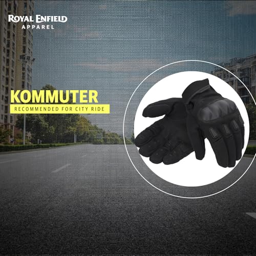 Royal Enfield قفازات ركوب رويال إنفيلد كوموتير | مقاومة للصدمات: واقيات مفاصل TPR | تحكم في دواسة الوقود: قبضة كف معززة | قبضة ثابتة: رقعة كف من الميكروسويد | تصميم قابل للتنفس | أسود L - Image 2
