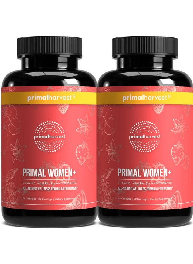 برايمال هارڤيست - مكملات الفيتامينات المتعددة Primal Harvest للنساء فيتامين أ، فيتامين ج، فيتامين د وفيتامين هـ، فيتامين ب12، ب6، البيوتين، الزنك، 30 كبسولة (عبوة من 2 للنساء) - Image 1