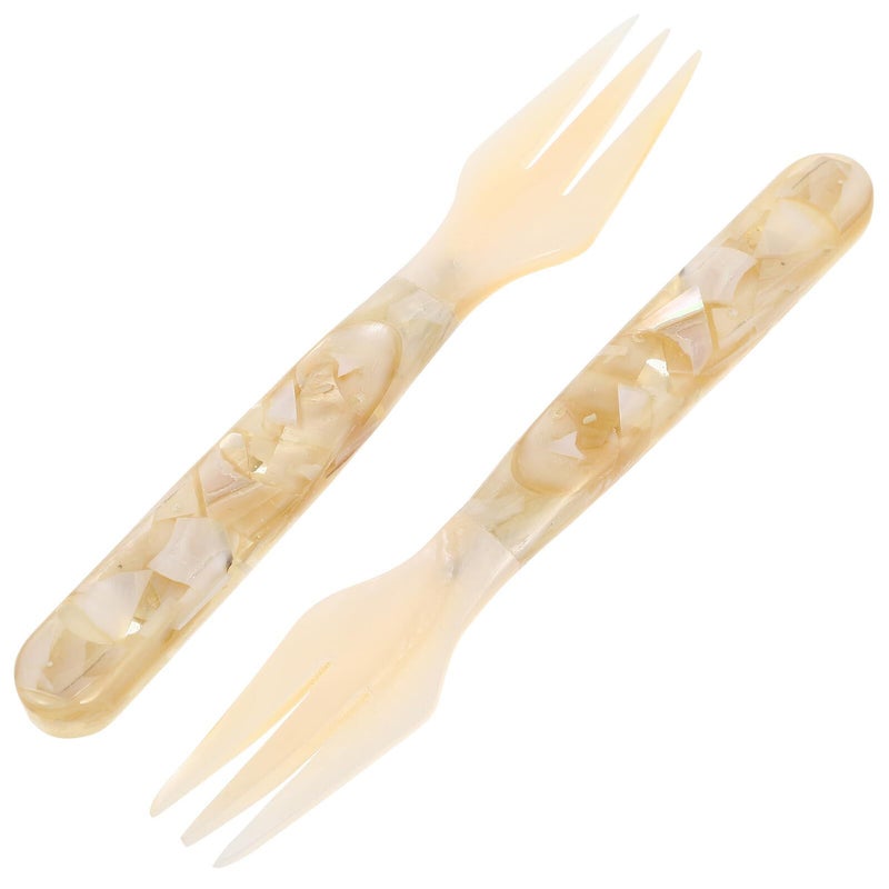 Floral Pattern Shell Dessert Cake Forks 2 Piece Set For Appetizers Party Serving - Image 2