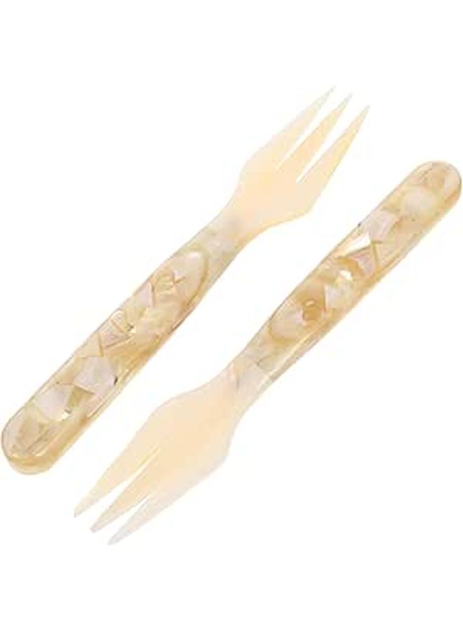 Floral Pattern Shell Dessert Cake Forks 2 Piece Set For Appetizers Party Serving - Image 1