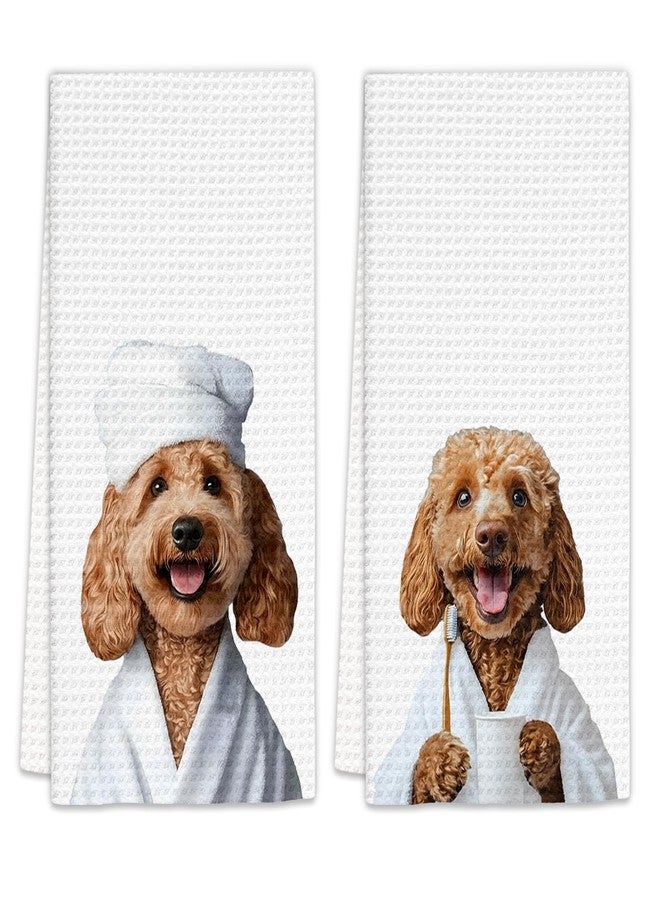 FIicy Goldendoodle Bathroom Decor Hand Towels Set of 2 - Funny Dog HandTowels, Golden Doodle Dog Gifts for Women Decorative Hand Towels for Bathroom, Golden Doodle BathroomWashroom Decor(16x24Inch) - Image 1