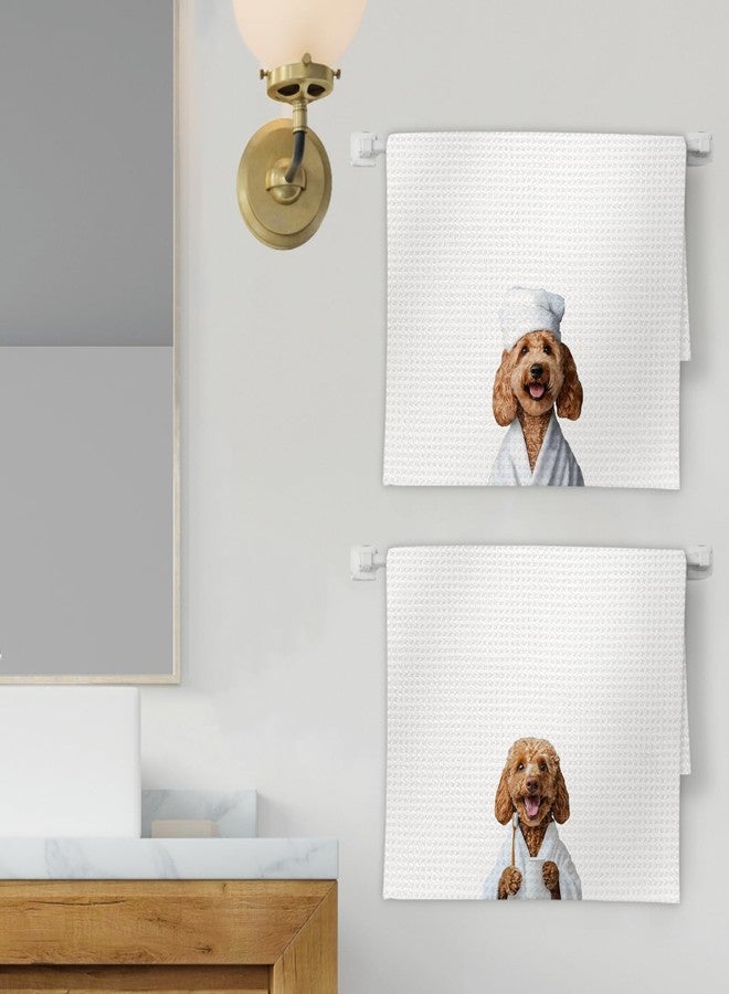 FIicy Goldendoodle Bathroom Decor Hand Towels Set of 2 - Funny Dog HandTowels, Golden Doodle Dog Gifts for Women Decorative Hand Towels for Bathroom, Golden Doodle BathroomWashroom Decor(16x24Inch) - Image 2