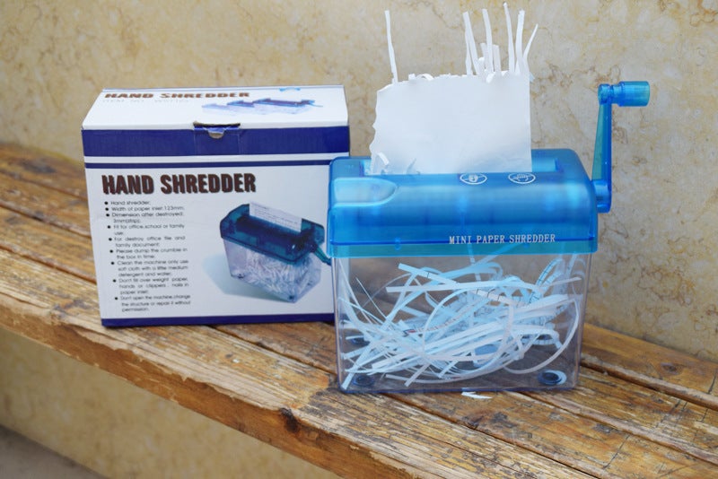 cross-border office home A6 mini manual shredder small desktop hand file shredder whole blue - Image 1