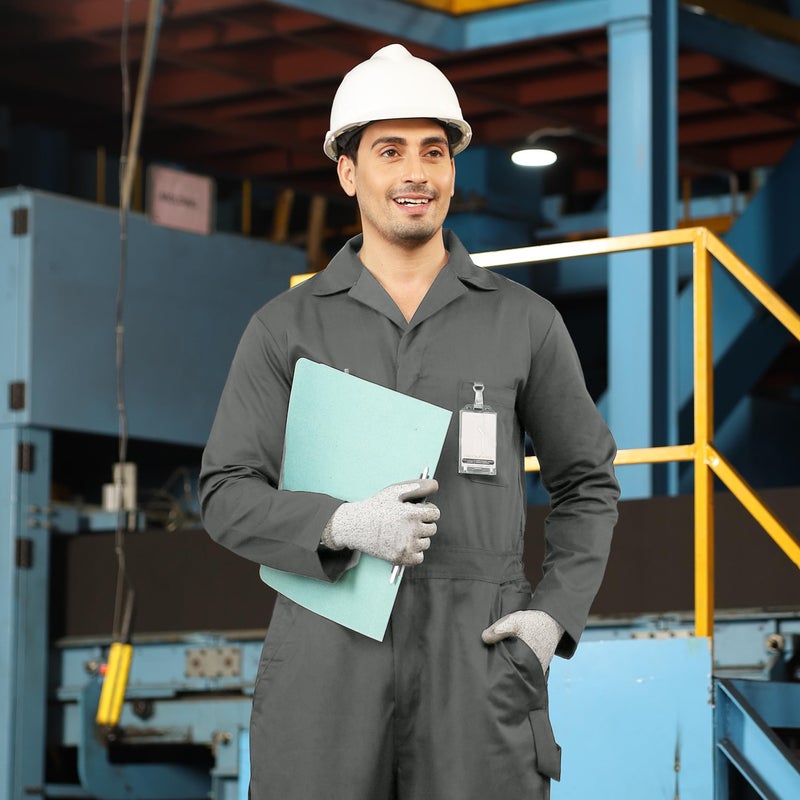 NY Threads Menâ€™s Twill Coverall Relaxed Fit Long Sleeve Utility Work Wear, Medium, Grey - Image 4