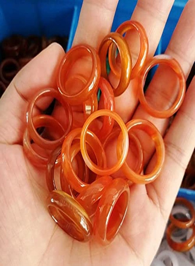 FUTIMELY 2 Pcs 6mm Carnelian Crystal Rings for Women, Natural Carnelian Gemstone Stacking Healing Ring for Ladies Gifts（Size7-8#） (B:Orange) - Image 2