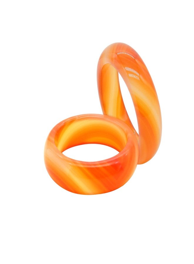 FUTIMELY 2 Pcs 6mm Carnelian Crystal Rings for Women, Natural Carnelian Gemstone Stacking Healing Ring for Ladies Gifts（Size7-8#） (B:Orange) - Image 1