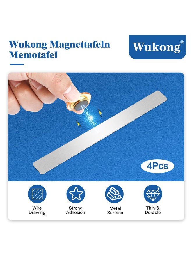 Wukong 4 Pack | 30x3cm Magnetic Stainless Silver Boards Strips, Adhesive Backing Bulletin Bar Board, Memo Board with 32Pcs Colorful Magnets for Office, Home, Photo Wall, Documents and Fridge - Image 2