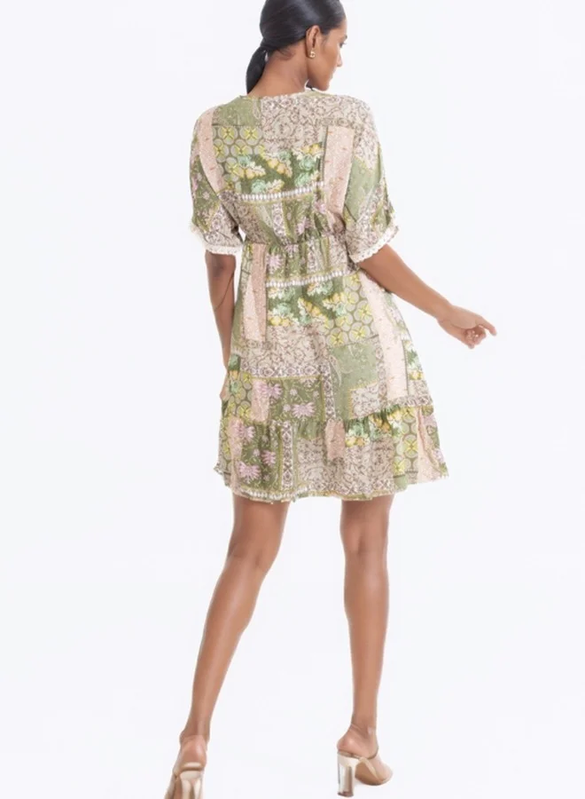 HaILYS Floral Patchwork Dress