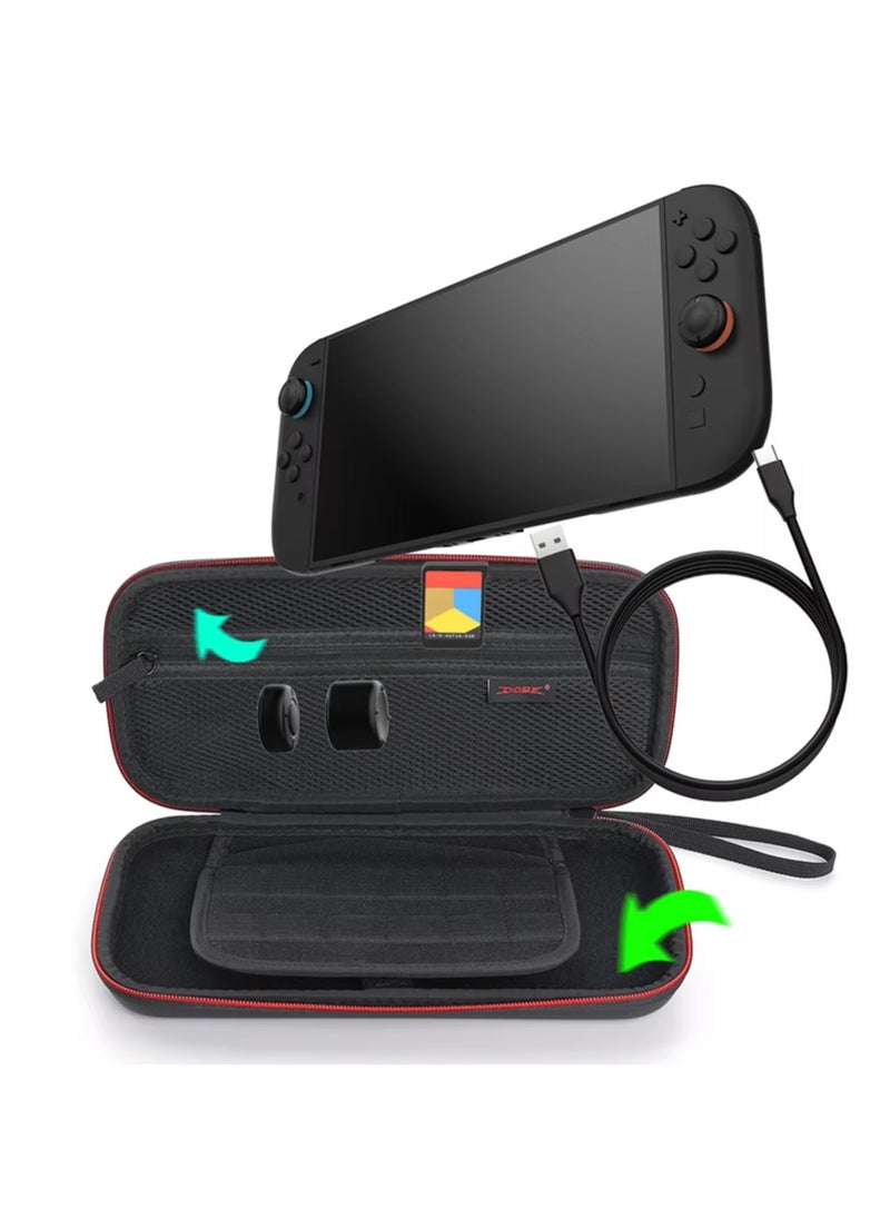 Beauenty - Carrying Pouch Case Designed for Nintendo Switch 2 (2025) Protective Portable Travel Hard Shell Case with Pockets for Accessories 12 Game Cartridges (Black) - Image 1