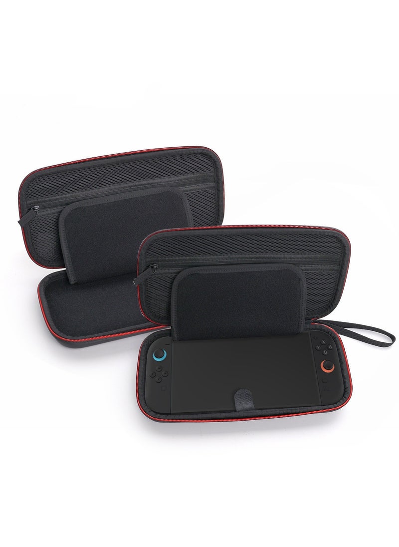 Beauenty - Carrying Pouch Case Designed for Nintendo Switch 2 (2025) Protective Portable Travel Hard Shell Case with Pockets for Accessories 12 Game Cartridges (Black) - Image 1