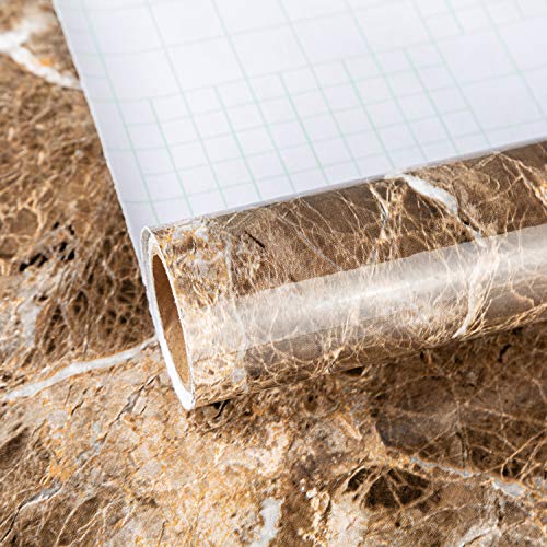 TOTIO Brown Granite Wallpaper Peel Stick Matte Thick Marble Contact Paper for Countertop 16 x 354 inch Waterproof Oil Proof Self Adhesive Furniture Stickers Kitchen Counter Shelf Liner Wall Vinyl Decorative - Image 1