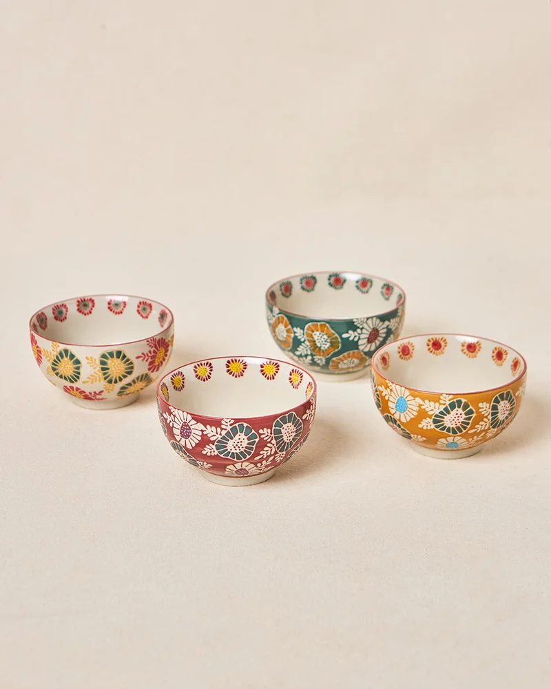 Chumbak Wildflower Bowls Gift Set of 4, 220ml | Lost in Paradise
