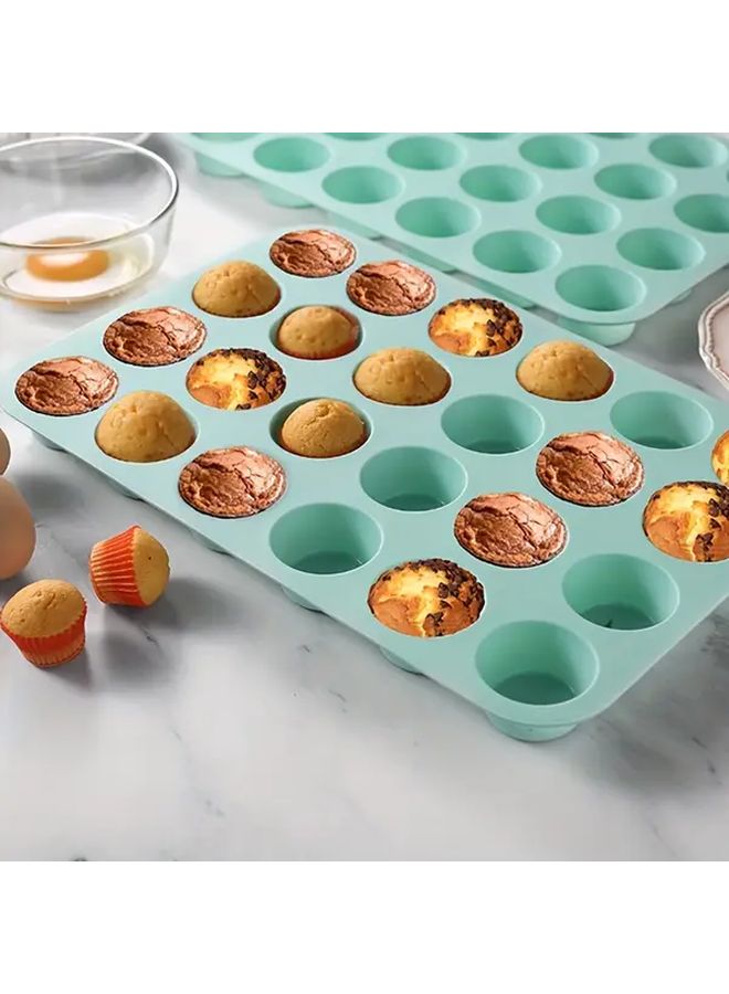 Nordic Green 24 Cavity Baking Mold 1pc Non Stick Cake Muffin Dessert Pan - Image 2
