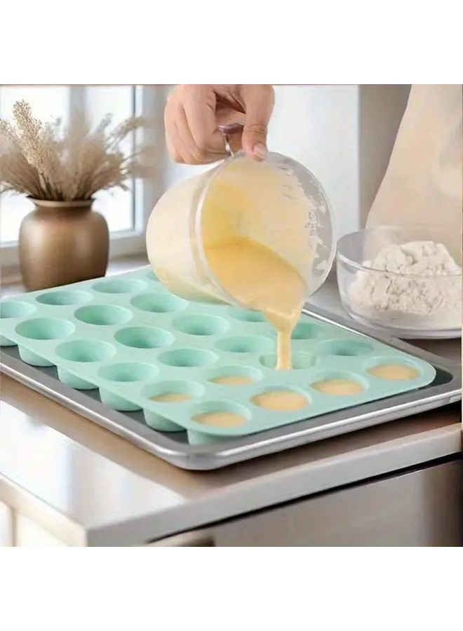 Nordic Green 24 Cavity Baking Mold 1pc Non Stick Cake Muffin Dessert Pan - Image 4