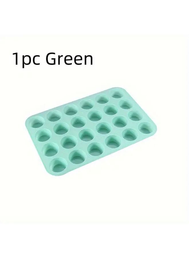 Nordic Green 24 Cavity Baking Mold 1pc Non Stick Cake Muffin Dessert Pan - Image 1