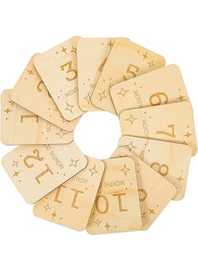 Wooden Monthly Growth Discs 12pcs Home Photo Props - Image 1