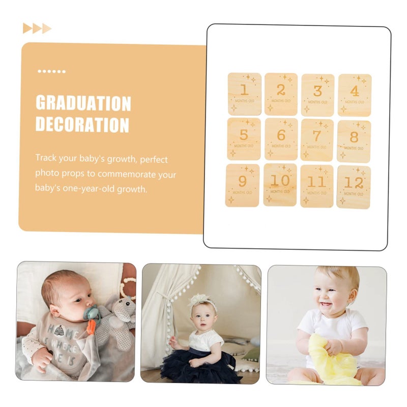 Wooden Monthly Growth Discs 12pcs Home Photo Props - Image 5