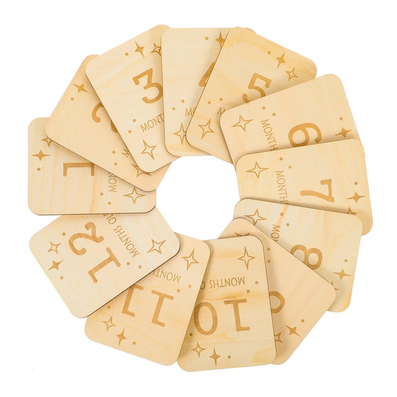 Wooden Monthly Growth Discs 12pcs Home Photo Props - Image 2