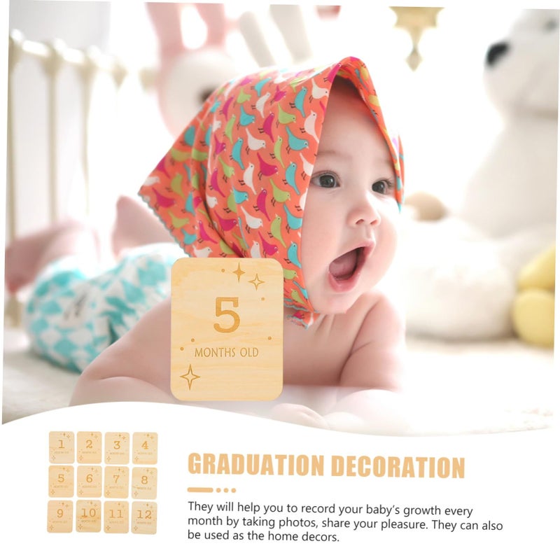 Wooden Monthly Growth Discs 12pcs Home Photo Props - Image 4