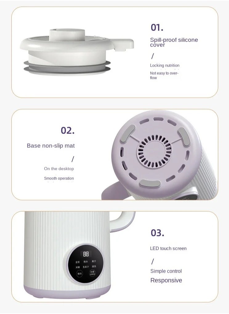 Generic - 800ML Soybean Milk Machine Filter-free Fresh Juice Blender Soy Milk Maker Food Processor Wall Breaking Automatic Heating Cooking - Image 1