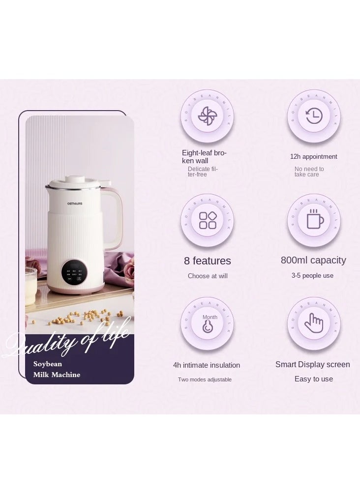Generic - 800ML Soybean Milk Machine Filter-free Fresh Juice Blender Soy Milk Maker Food Processor Wall Breaking Automatic Heating Cooking - Image 1