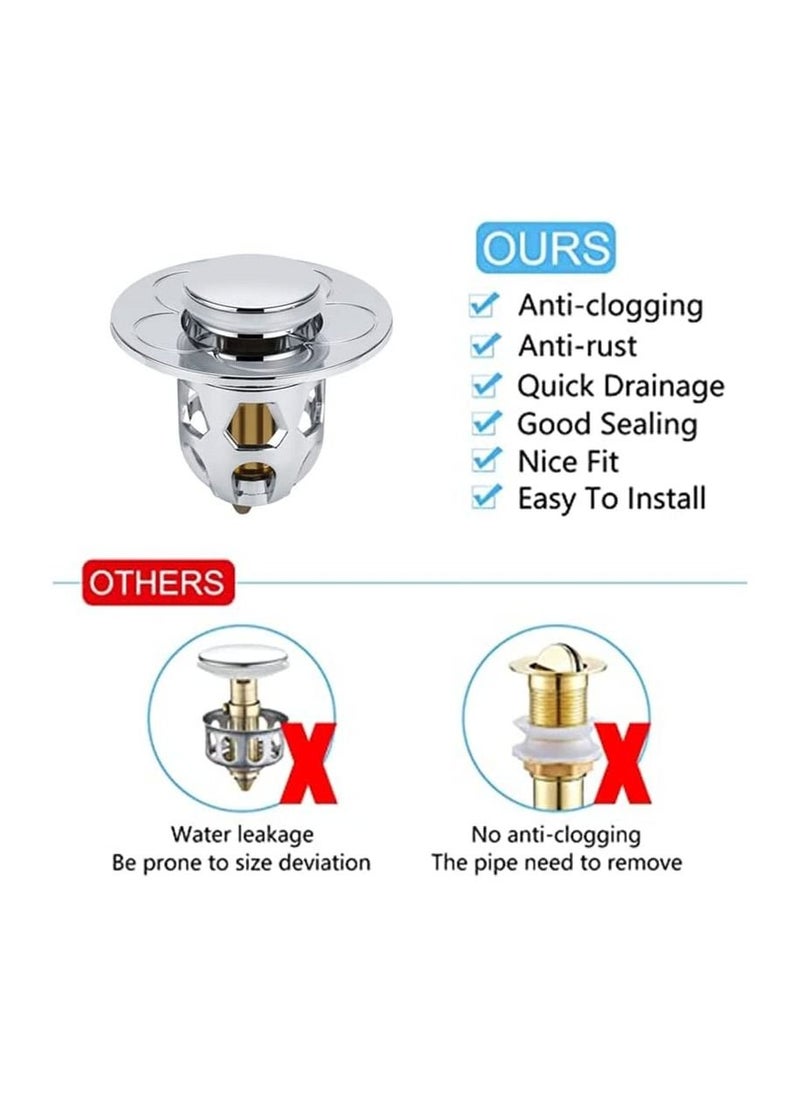 Hawaii 2 Pcs Pop Up Sink Plug  Universal Bathroom Sink Stopper Bathroom Drain Stopper with Drain Filter for Basin Sink Stopper Anti Clogging Drain Plug Strainer for Bathroom Kitchen Replacement  - Image 4