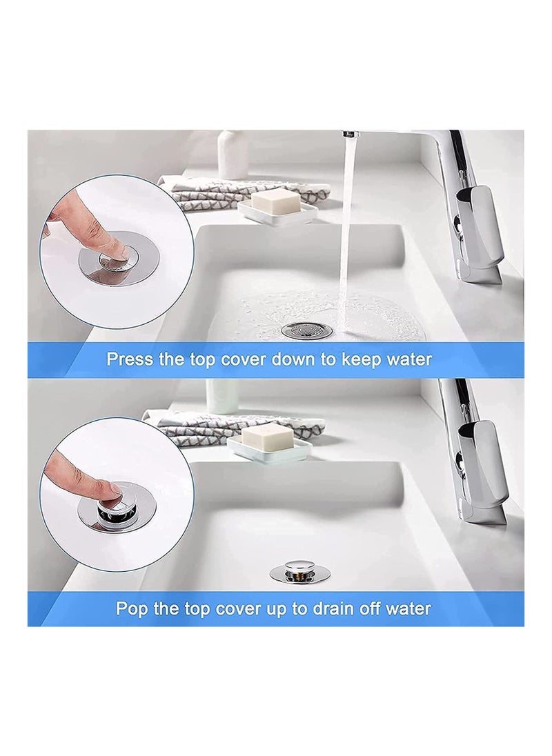 Hawaii 2 Pcs Pop Up Sink Plug  Universal Bathroom Sink Stopper Bathroom Drain Stopper with Drain Filter for Basin Sink Stopper Anti Clogging Drain Plug Strainer for Bathroom Kitchen Replacement  - Image 5