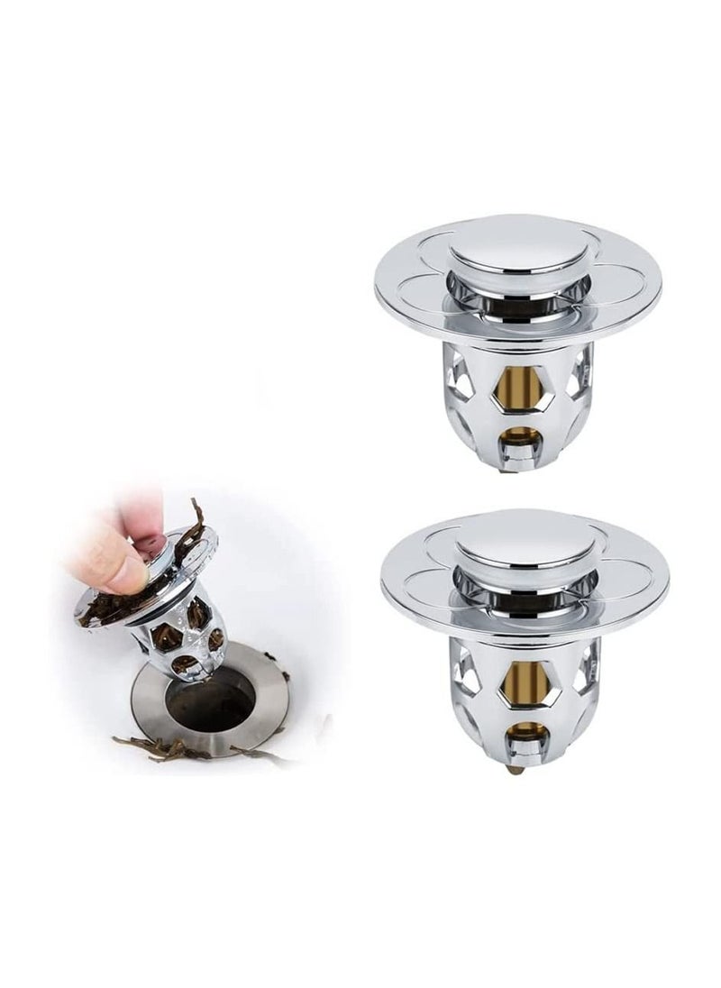 Hawaii 2 Pcs Pop Up Sink Plug  Universal Bathroom Sink Stopper Bathroom Drain Stopper with Drain Filter for Basin Sink Stopper Anti Clogging Drain Plug Strainer for Bathroom Kitchen Replacement  - Image 1