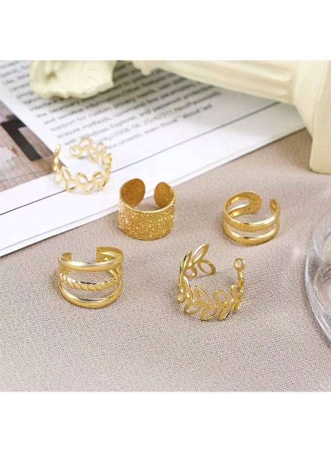GIFT 4 Pairs Fake Earrings Without Piercing Set of 5 Different Designs Ear Clip Earrings - Image 5