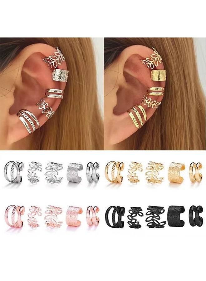 GIFT 4 Pairs Fake Earrings Without Piercing Set of 5 Different Designs Ear Clip Earrings - Image 1