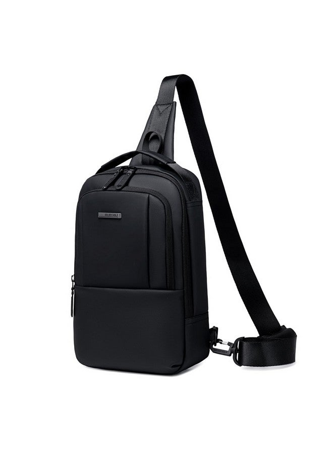 GOLDEN WOLF Sling Bag for Men 4L Office Crossbody Bag for 9.7" iPad & Mobile Bag Water-resistant Chest Bag for Daypack Multi-pocket One Side Shoulder Bag for Travel-light Business Casual, Black - Image 1