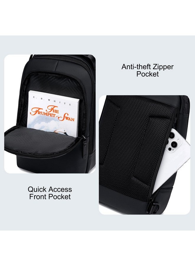 GOLDEN WOLF Sling Bag for Men 4L Office Crossbody Bag for 9.7" iPad & Mobile Bag Water-resistant Chest Bag for Daypack Multi-pocket One Side Shoulder Bag for Travel-light Business Casual, Black - Image 3