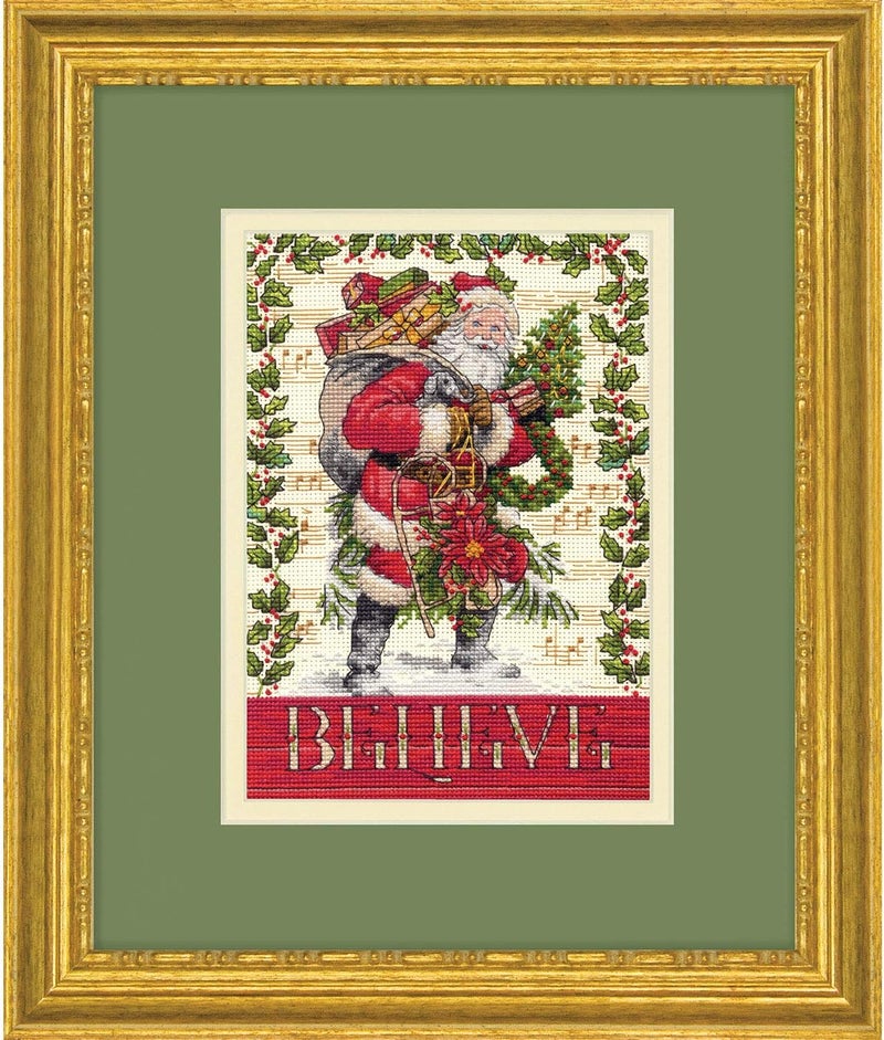 Dimensions Gold Collection Kit, Believe in Santa Christmas Cross Stitch, 18 Count Ivory Aida, 5'' x 7'' - Image 4