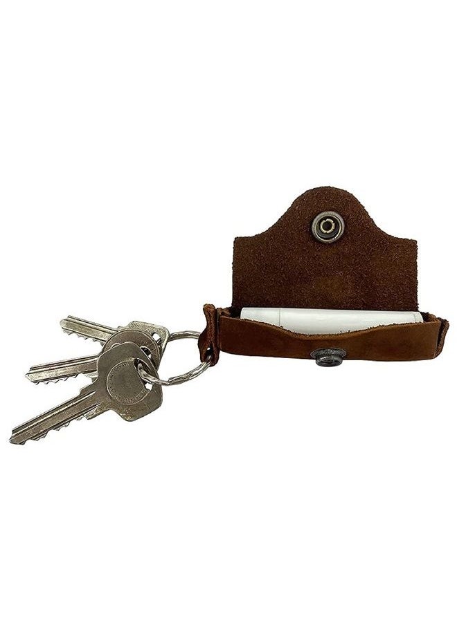 Hide & Drink - , Rustic Durable Soft Leather Lip Balm Keychain Holder, Travel Carry On Lip Protection, Classic Vintage, Brass Metal Clasp, Gift, Handmade Includes 101 Year Warranty :: Swayze Suede - Image 1