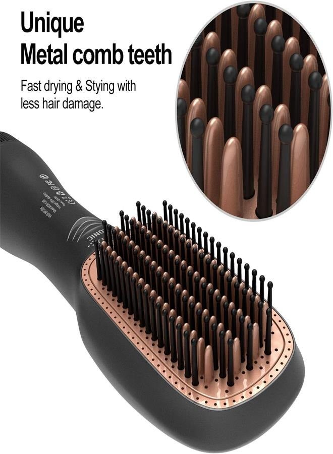 عام 3 In 1 Hair Dryer Brush  Straightener Brush, Professional 1200W Powerful Ceramic Tourmaline Ionic Hot Air Brush, 3 Heat and 2 Speed Settings One Step Hair Dryer And Styler For All Hair Types - Image 2