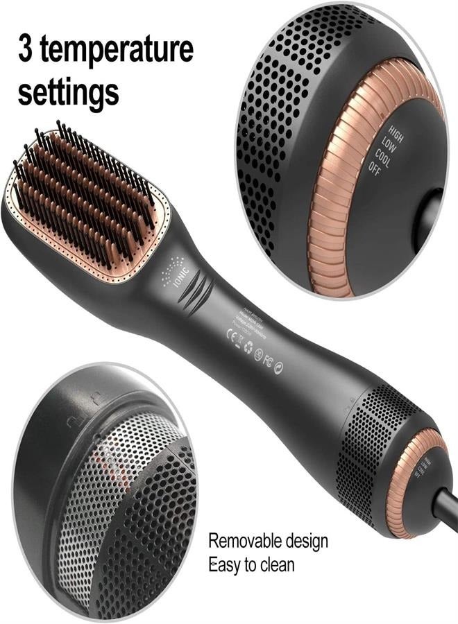 عام 3 In 1 Hair Dryer Brush  Straightener Brush, Professional 1200W Powerful Ceramic Tourmaline Ionic Hot Air Brush, 3 Heat and 2 Speed Settings One Step Hair Dryer And Styler For All Hair Types - Image 5