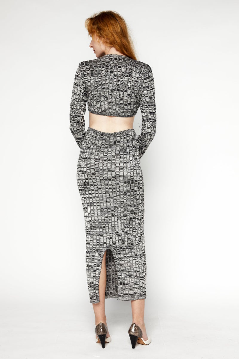 NA-KD فستان ماكسي مقصوص بتصميم منقوش للنساء، أسود - Image 2