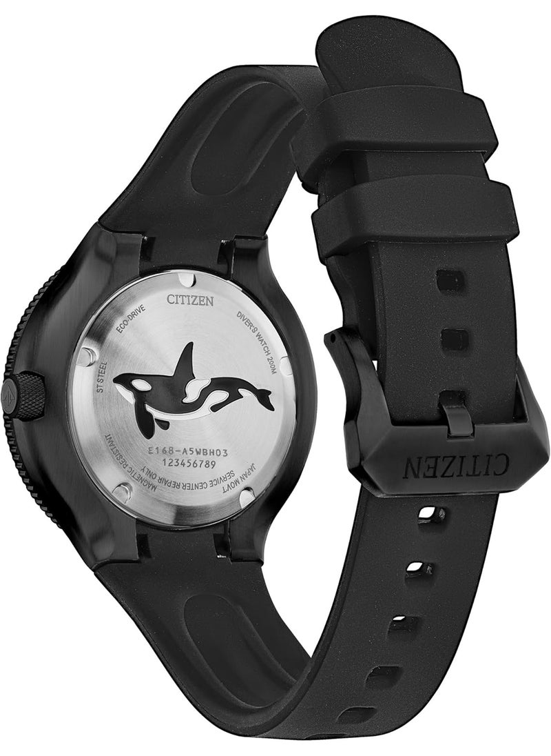CITIZEN Citizen Mens EcoDrive Special Edition Promaster Sea Orca Black Stainless Steel with Black Polyurethane Strap ISO Compliant Model BN023501E  - Image 3