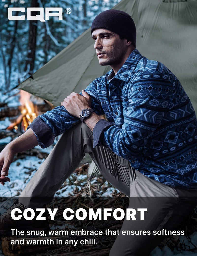 CQR Men's Long Sleeve Heavyweight Fleece Shirts, Plaid Button Up Shirt, Warm Outdoor Casual Shirt with Pockets, Bush Blend Uncharted Blue, Large - Image 5