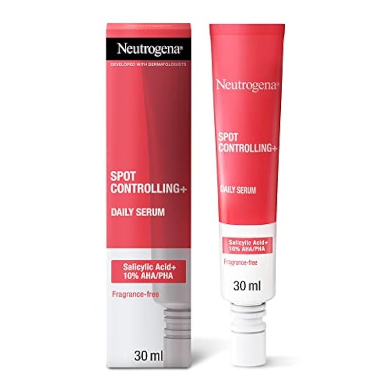 Neutrogena سيروم نيوتروجينا للتحكم في البقع + لتفتيح البشرة اليومي، تركيبة نشطة تجمع بين حمض الساليسيليك المنقي للبشرة وحمض الجليكوليك، 30 مل - Image 1