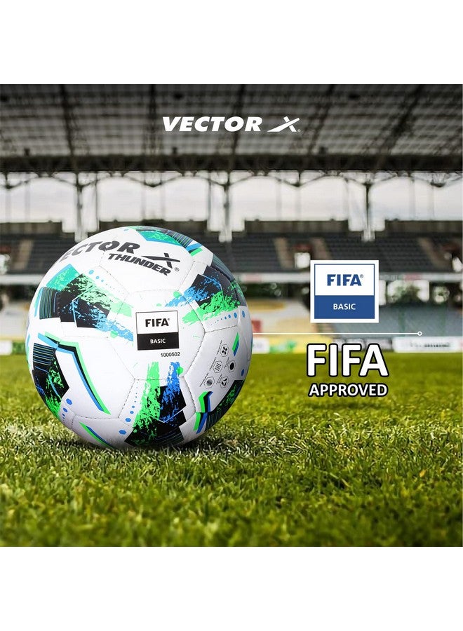 Vector X كرة القدم الأساسية المخيطة يدويًا من فيكتور إكس 32 لوحة ثاندر فيفا | نواة خارجية مطاطية بلمسة لامعة كرة تدريب | مباراة | رياضة | لعب | ممارسة للبالغين والرجال والأولاد حجم 5 (أبيض أخضر) - Image 4