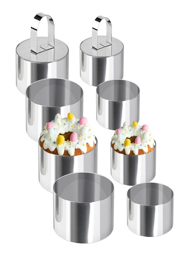 Uncle Jack 8 Pieces Round Cake Ring Molds, Cake Ring Mold Set, with Pusher, for Kitchen Tools, Baking Pastry (Include 4Pcs 3.14inch rings + 4Pcs 2.36inch Rings and 2 Pushers) - Image 1