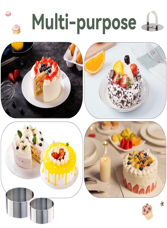 Uncle Jack 8 Pieces Round Cake Ring Molds, Cake Ring Mold Set, with Pusher, for Kitchen Tools, Baking Pastry (Include 4Pcs 3.14inch rings + 4Pcs 2.36inch Rings and 2 Pushers) - Image 3