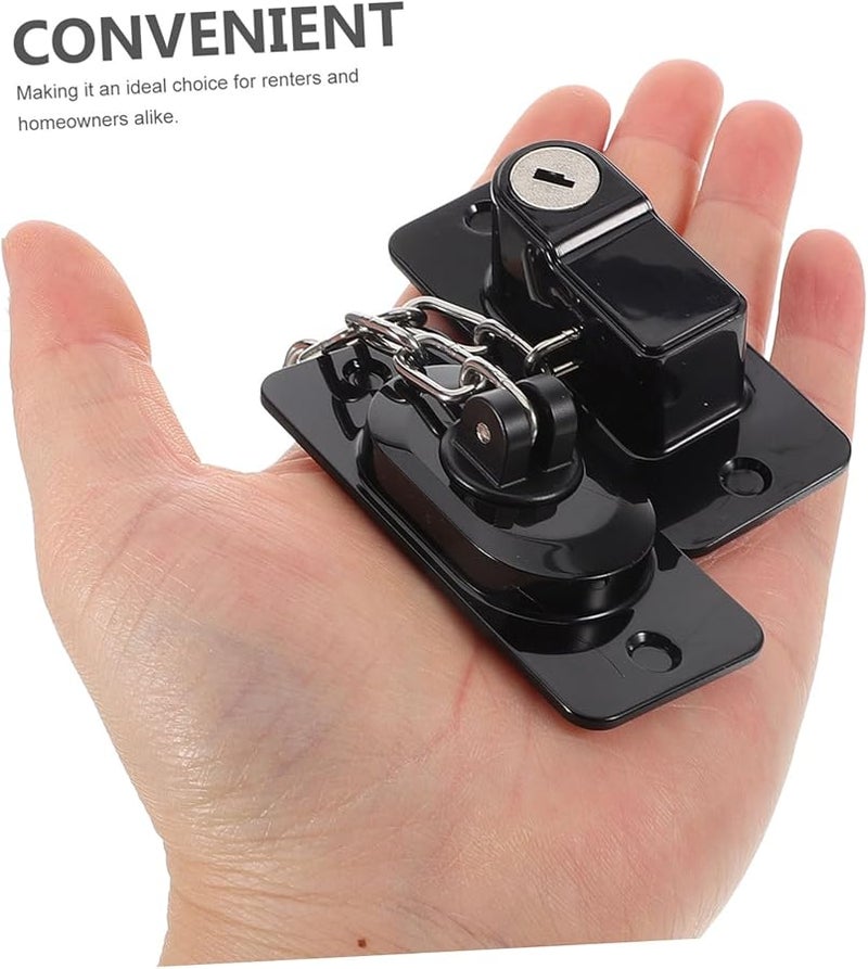 Tehaux قفل الثلاجة بدون حفر باللون الأسود للخزانات وغسالات الصحاب والأبواب - Image 4