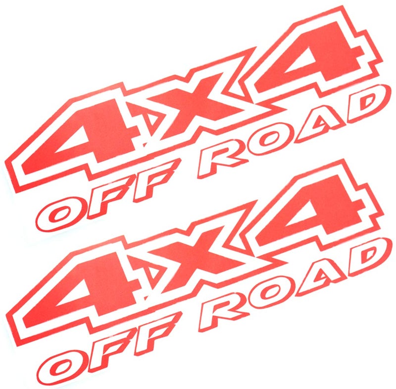 EmbRoom 2pcs 4x4 Offroad Decals, Brushed Print Effect Black Vinyl Replacement Stickers for F150 GMC Sierra Chevy 1500 2500 Chevrolet Silverado (Red) - Image 1