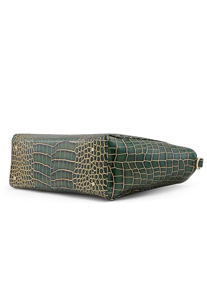 CAPRESE - Caprese Miranda Satchel, Green-Large | Stylish Handbag for Women with Animal Print | Secure Top Zip & Multiple Compartments | Perfect for Casual & Daily Use - Image 1