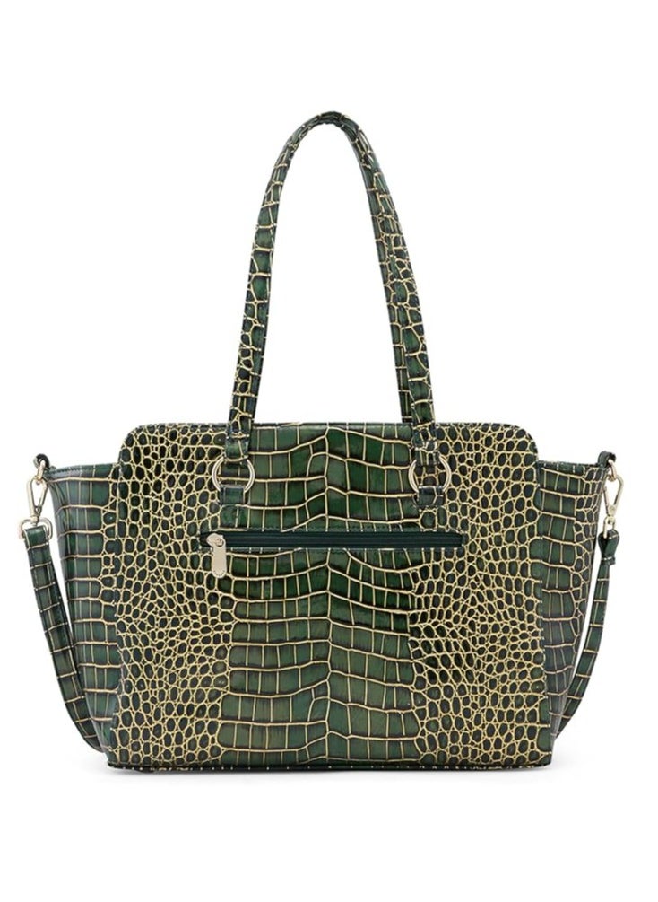 CAPRESE - Caprese Miranda Satchel, Green-Large | Stylish Handbag for Women with Animal Print | Secure Top Zip & Multiple Compartments | Perfect for Casual & Daily Use - Image 1